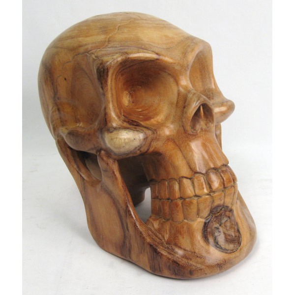 Wooden Skull 30Cm - Click Image to Close